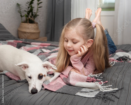 Portrait girl with pet.