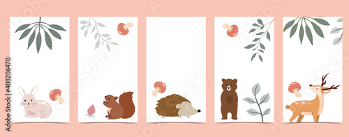 Collection of animal design with bear,leaf,hedgehog.Editable vector illustration for website, invitation,postcard and banner
