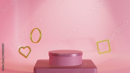 3D Rendering Scene Podium Display With Geometric Shapes. Suitable for Cosmetic Product Presentation Premium Photo 