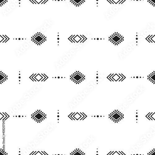 Black and white tribal ethnic pattern with geometric elements, traditional African mud cloth, tribal design. fabric or home wallpaper design