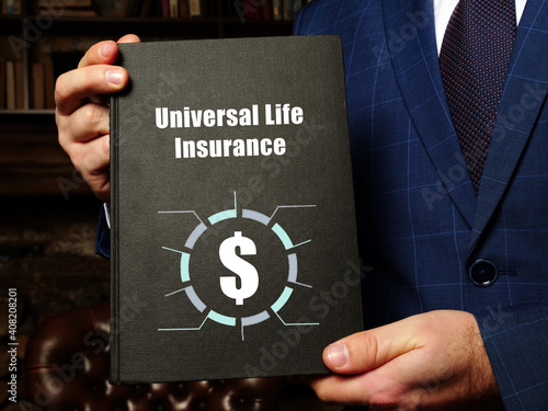 Photography Business concept about Universal Life Insurance with phrase on the black notepad