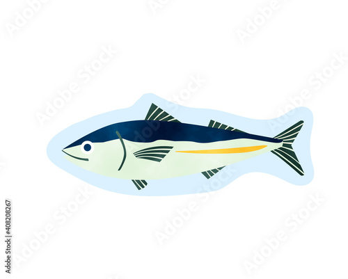 免疫力を高める食材／糖質制限／水彩／魚／青魚