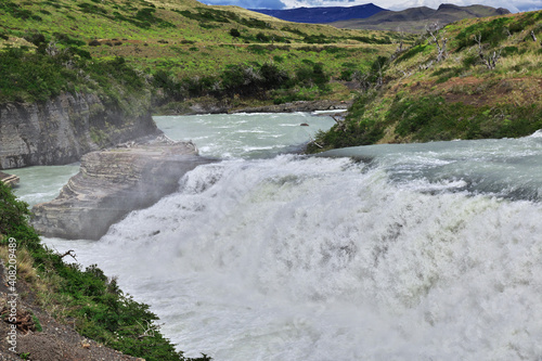 Waterfall in Torres del Paine National Park, Patagonia, Chile