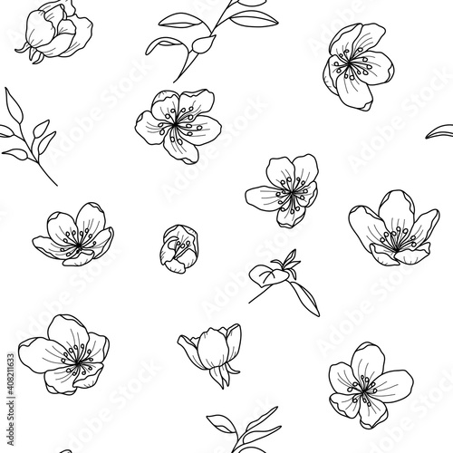 Floral background. A sketch of flower buds.