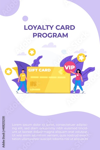 Discount, Loyalty card program and customer service. Vector illustration.