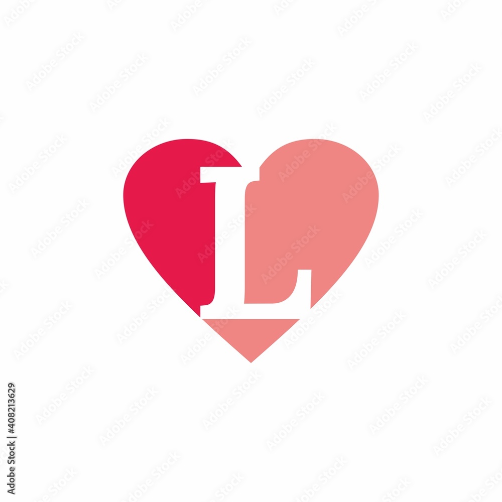 L initial letter inside of love sign logo L initial letter inside of love sign logo