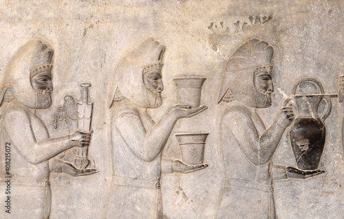 Bas-relief with assyrian foreign ambassadors, Persepolis, Iran