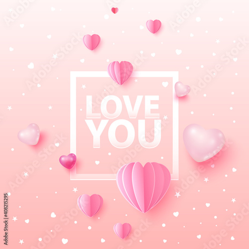 Happy Valentine's day. Spring background with hearts