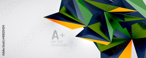 Vector triangle geometric backgrounds. Low poly 3d shape on light backdrop. Vector illustration for covers, banners, flyers and posters and other designs Free Download Vector triangle geometric backgrounds. Low poly 3d shape on light backdrop. Vector illustration for covers, banners, flyers and posters and other designs - GFXLoad