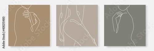 Canvas-taulu Woman Body One Line Drawing Prints Set