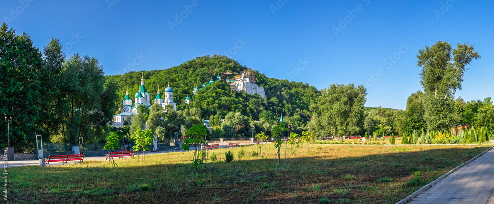 Embankment by the river in Svyatogorsk, Ukraine Embankment by the river in Svyatogorsk, Ukraine