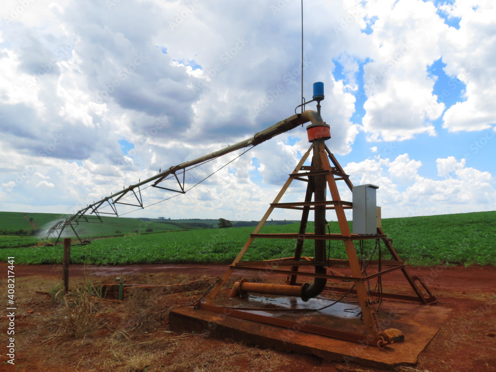 Active irrigation system on a brazilian farm Active irrigation system on a brazilian farm