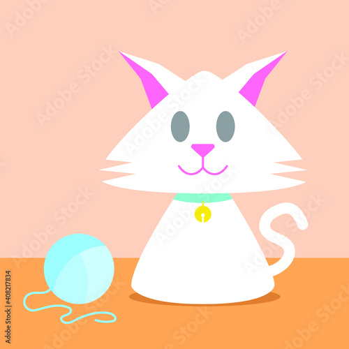 Cute Cat Vector Icon Character Illustration Modern 
