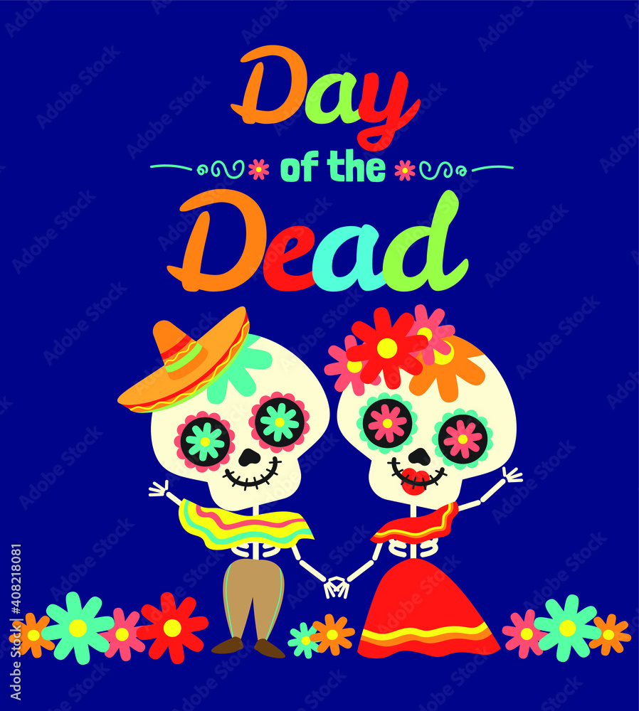 Halloween Day of the Dead Holiday Cute Skull Mexican Icon Greeting Card Halloween Day of the Dead Holiday Cute Skull Mexican Icon Greeting Card