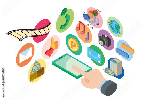 スマートフォンで使用するアプリイメージ