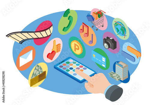 スマートフォンで使用するアプリイメージ