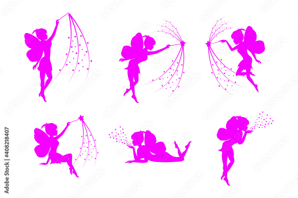 fairy silhouette, simple vector illustration fairy silhouette, simple vector illustration