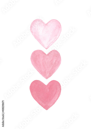 Watercolor hearts art print...