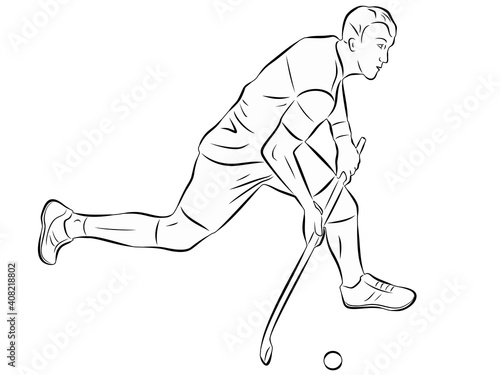 illustration of a field hockey player, vector drawing
