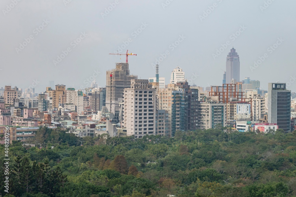 Daan Forest Park and Taipei cityscape