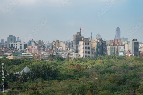 Daan Forest Park and Taipei cityscape