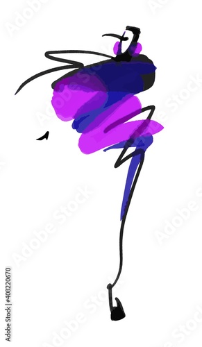 Fashion models sketch hand drawn , stylized silhouette isolated. Fashion vector illustration