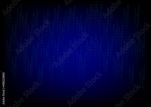 Blue binary code abstract background. Futuristic backdrop. Cybercrime concept.
