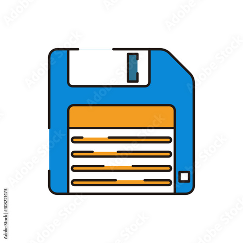 Floppy disk line style icon. Vector illustration.
