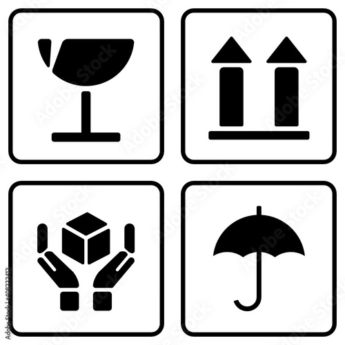 Fragile symbol vector set isolated on white background