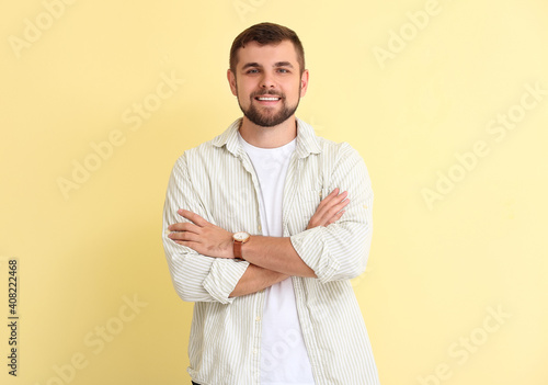 Handsome man with wristwatc...