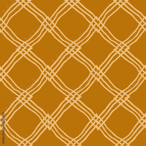 Vector abstract pattern with hand-drawn colorful rhombuses on a yellow background. Simple seamless illustration for wallpaper, wrapping paper, fabric design