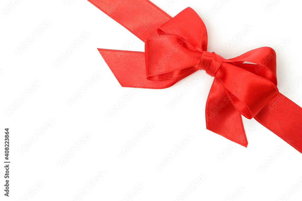 Red ribbon bow isolated on white background Red ribbon bow isolated on white background