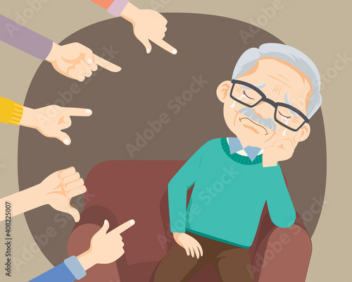 Sad Elderly man being bullied
