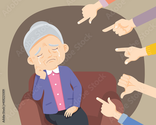 Sad Elderly person being bullied