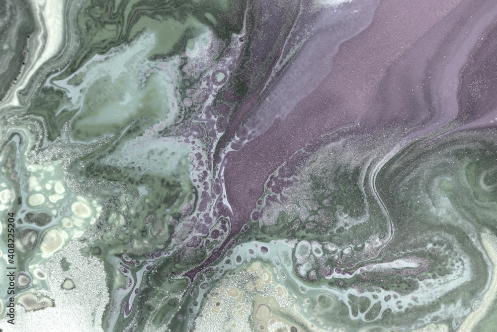 Pale purple and green agate imitation pattern. Simple marble liquid texture.