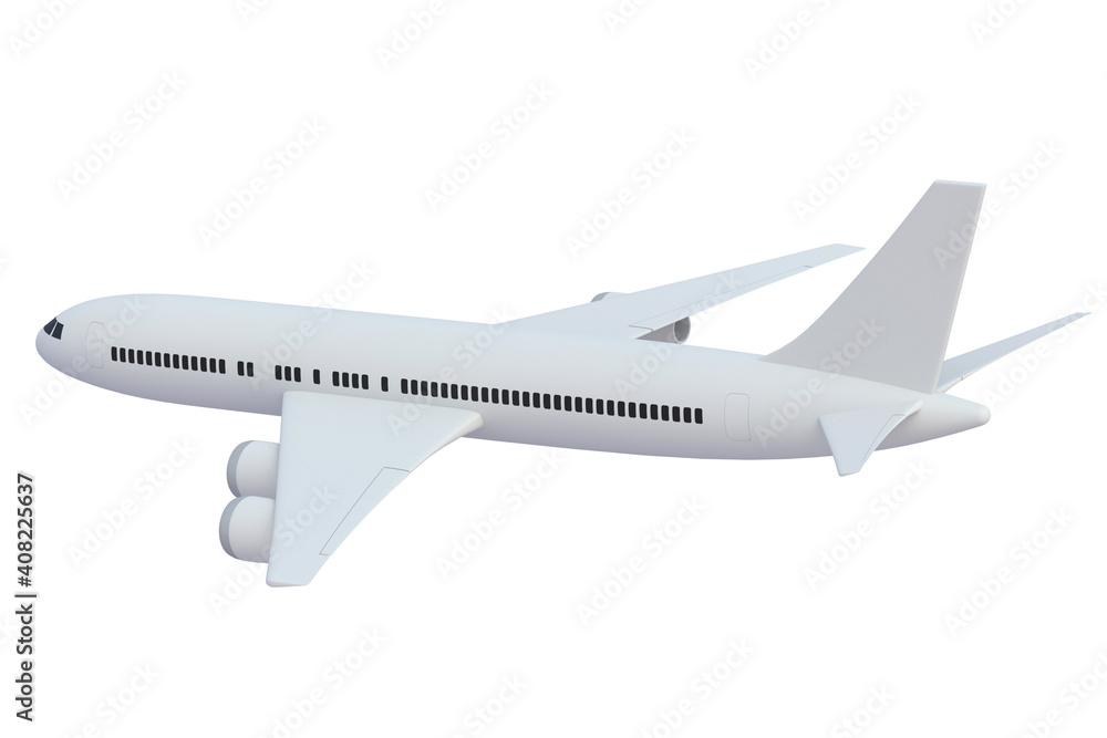 Modern passenger airplane isolated on white background. 3d rendering