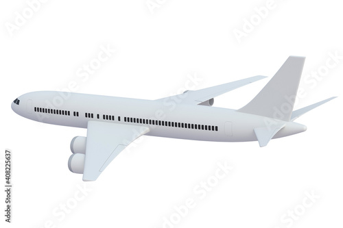 Modern passenger airplane isolated on white background. 3d rendering