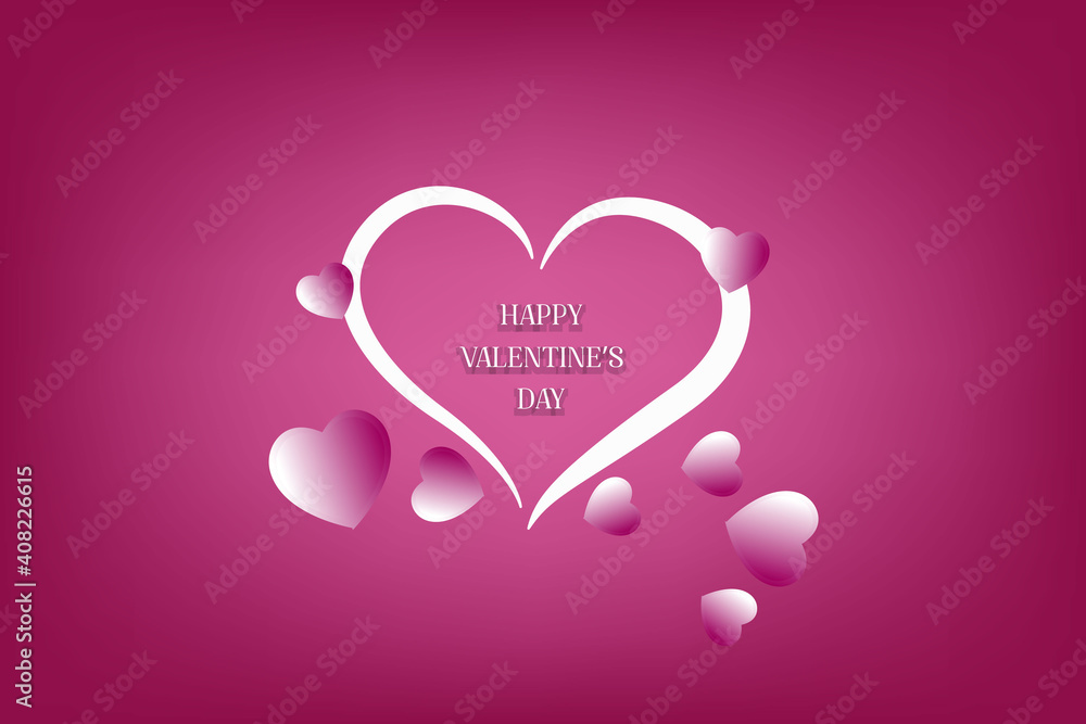 illustration of happy valentines day text inside the heart shape background with random hearts creative new design for valentines day greeting cards banners posters backgrounds.
