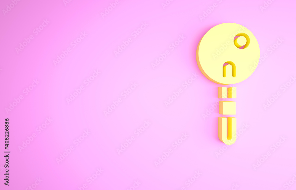 Yellow Lollipop icon isolated on pink background. Food, delicious symbol. Minimalism concept. 3d illustration 3D render. Yellow Lollipop icon isolated on pink background. Food, delicious symbol. Minimalism concept. 3d illustration 3D render.
