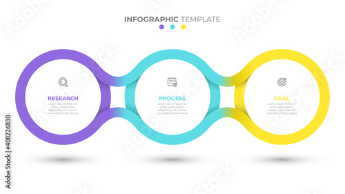 Vector time line template for info graphic. Business concept with 3 options, steps, icons. Creative circle design elements.