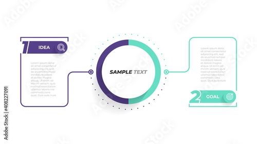 Thin line flat element design template with number and marketing icons. Business concept with 2 steps, options, processes. Vector illustration.
