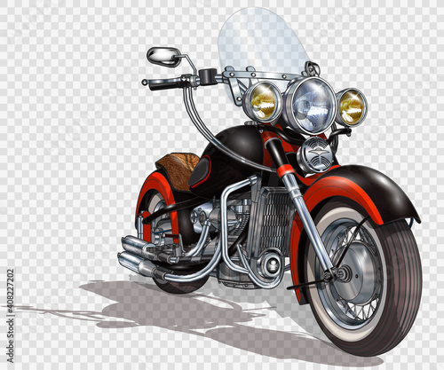 Classic vintage motorcycle isolated on white background.  