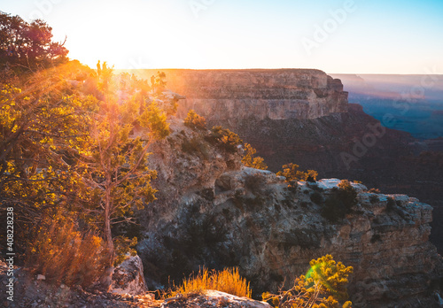 Sunset over the Grand Canyon on a chilly Autumn evening.
