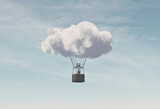 Cloudy hot air balloon