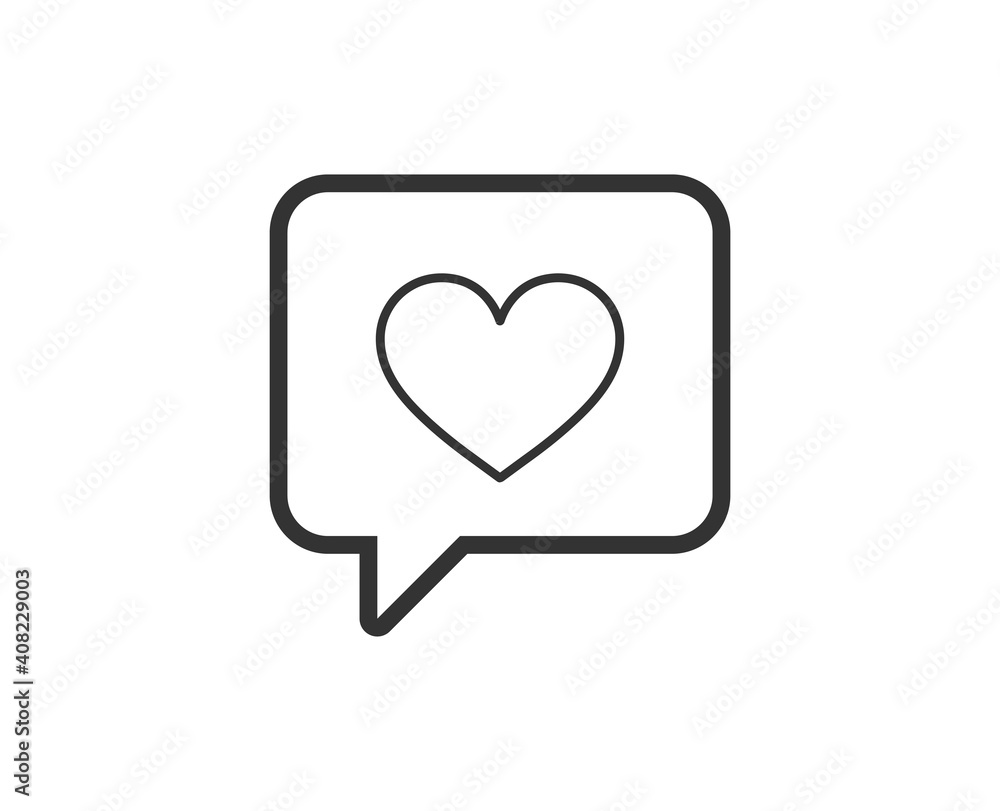 Heart chat icon. Valentine's day black line sign. Premium quality graphic design pictogram. Outline symbol icon for web design, website and mobile app on white background. Monochrome holidays icon Heart chat icon. Valentine's day black line sign. Premium quality graphic design pictogram. Outline symbol icon for web design, website and mobile app on white background. Monochrome holidays icon