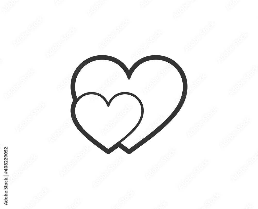 Heart icon. Valentine's day black line sign. Premium quality graphic design pictogram. Outline symbol icon for web design, website and mobile app on white background. Monochrome holidays icon