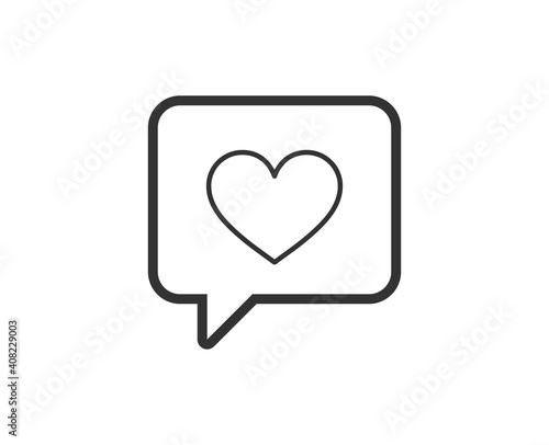 Heart chat icon. Valentine's day black line sign. Premium quality graphic design pictogram. Outline symbol icon for web design, website and mobile app on white background. Monochrome holidays icon