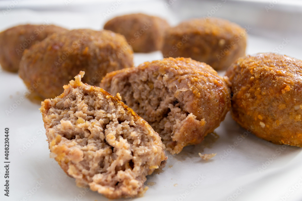 meat cutlets close-up on white meat cutlets close-up on white