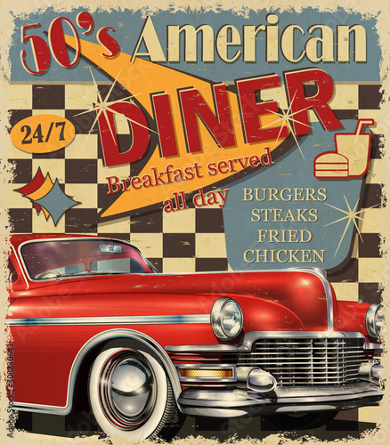 Vintage plakat amerykański Diner.