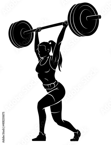 Women's Weight Lifting Barbell, Sport Silhouette